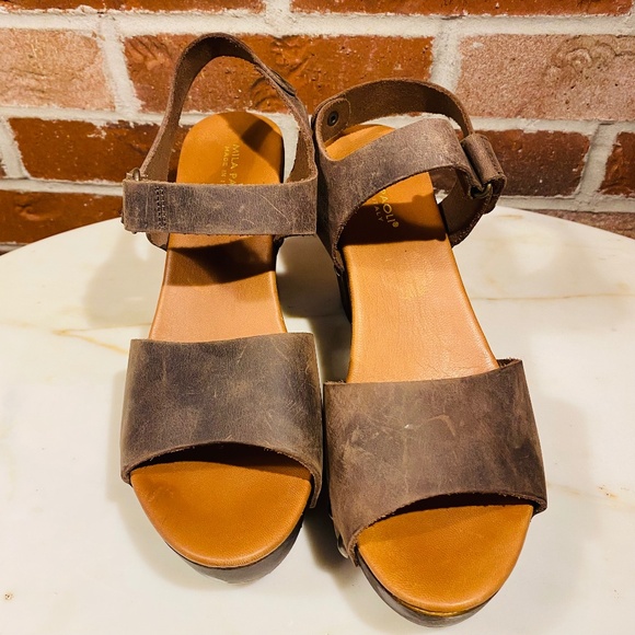 Mila Paoli Shoes - Mila Paoli Italian Distressed Brown Leather Crazy Horse Sandals SZ EU 39 US 8.5